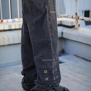 Grailz Project G/R 30" Black Flight Raver Wide Leg Korean Brand Baggy Cargo Pant
